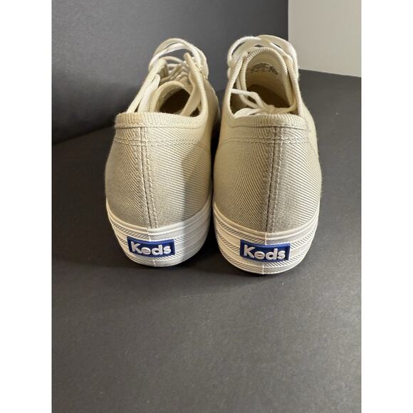 Keds Triple Kick Platform Sneakers Women’s 8.5 Cream Canvas Lace Up Shoes - Picture 4 of 7
